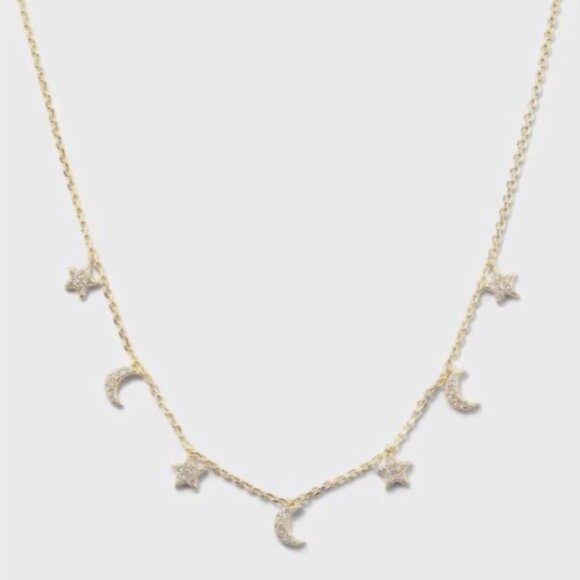 Great Set Melinda Maria Starry Night Necklace Gold Diamondettes Bonus Earrings - Picture 3 of 7